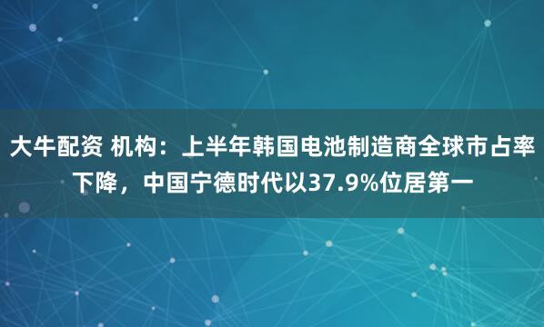 大牛配资 机构：上半年韩国电池制造商全球市占率下降，中国宁德时代以37.9%位居第一